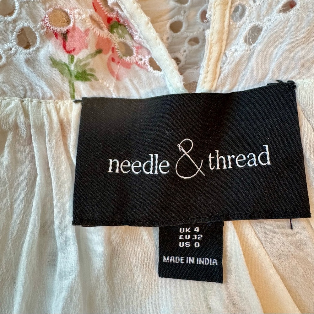 Needle & Thread Desert Rose Embroidered Ruffle Lace Lined Blouse US Size 0 - Picture 6 of 14